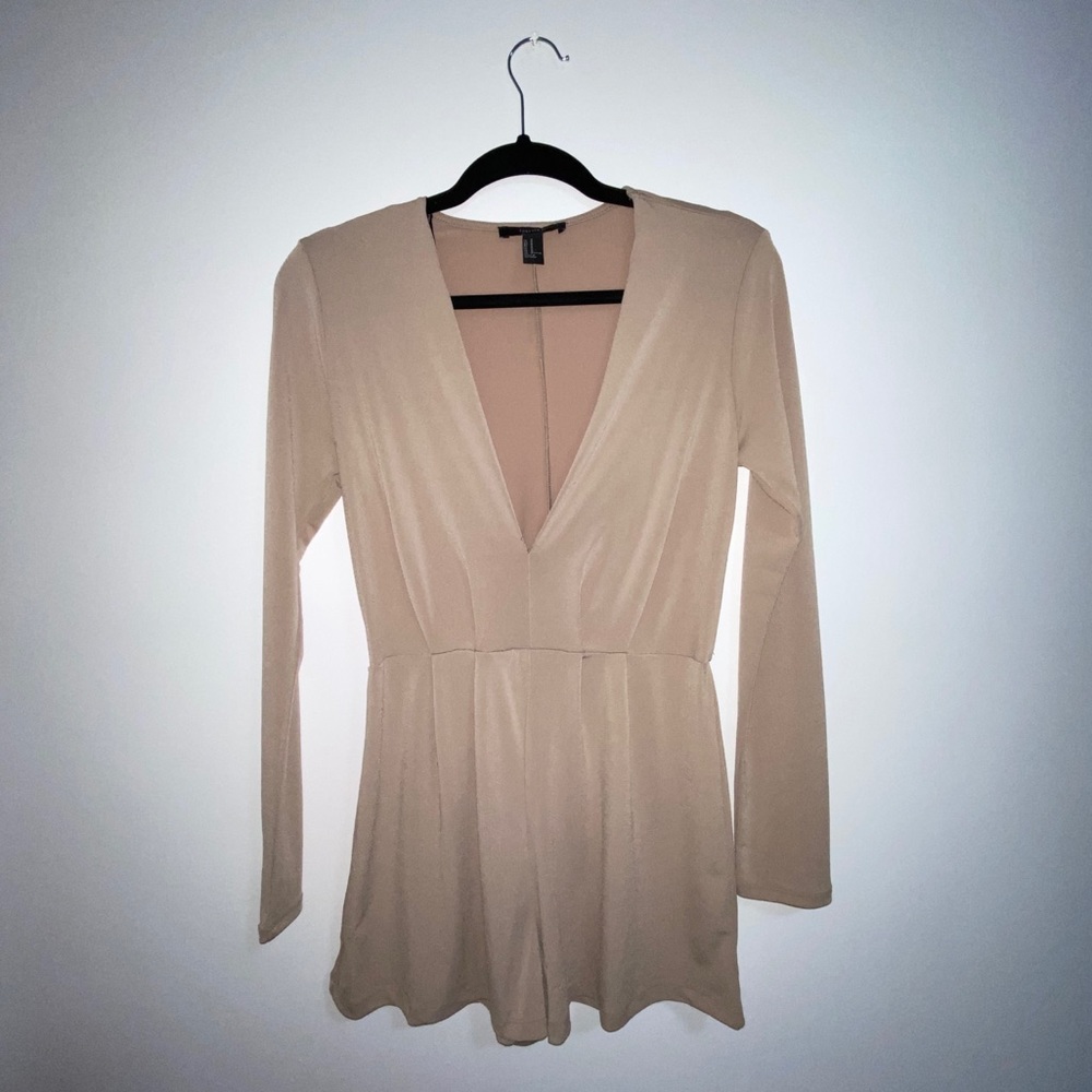 TAUPE DEEP V-NECK JUMPSUIT